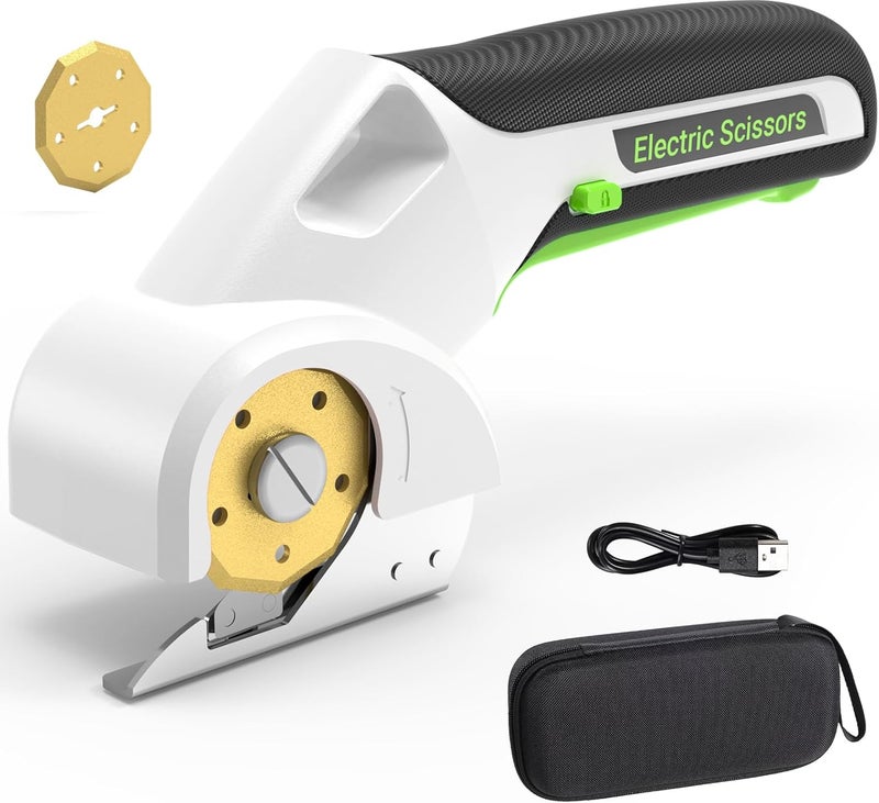 EPMAN 2026 NEW 4V Cordless Electric Scissors Tools, Cardboard Cutter with 2 Titanium Blade Accessories, Safety Lock, Rotary Cutter for Cardboard,Gifts for Men&Women - Glossy White - Image 1